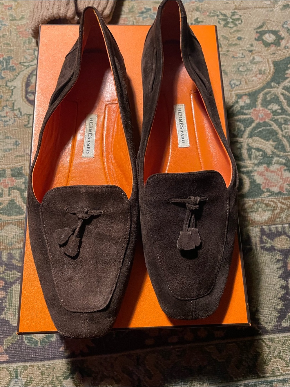 Hermes Brown Suede Tassel Liafers